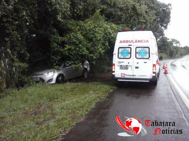 CARRO SAI DA PISTA E QUASE CAI EM RIBANCEIRA NA BR 153