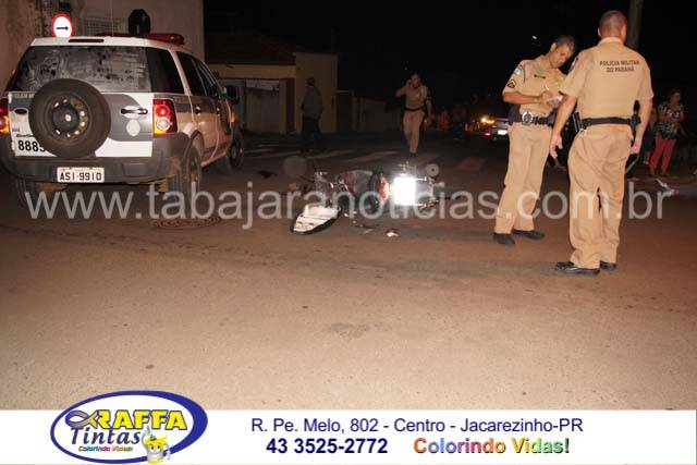 MOTOCICLISTA FICA FERIDA EM ACIDENTE NA PADRE MELLO EM JACAREZINHO