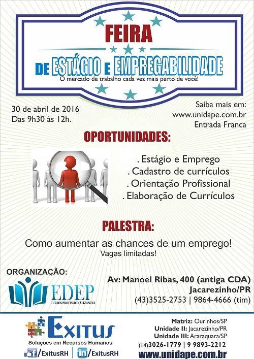 Feira de ESTÁGIO e EMPREGABILIDADE em Jacarezinho