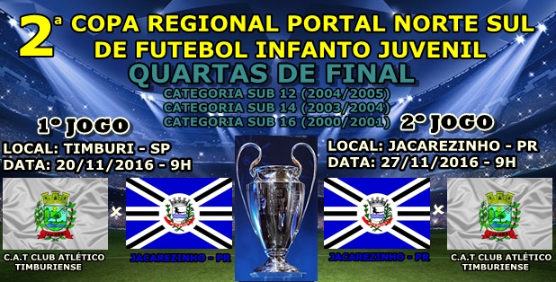 Jacarezinho disputa quartas de finais da 2ª Copa Regional Portal Norte Sul de futebol infanto juvenil em Timburi SP