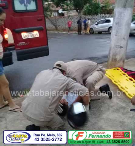 GARUPA FICA FERIDO EM ACIDENTE ENTRE CARRO E MOTO NA VILA SETT