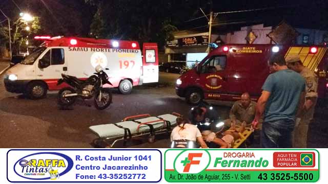 Duas pessoas ficam feridas em acidente entre moto e carro na Avenida Manoel Ribas