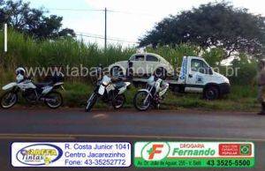 Equipe motos da Policia Militar de Jacarezinho encontra Fusca furtado pouco depois do furto