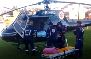 Helicóptero do Samu realiza transferência de paciente vitima de infarto