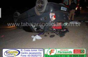 Motorista fica ferido após capotar carro próximo ao IBC em Jacarezinho