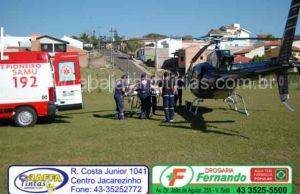 Helicóptero realiza transferência de paciente de Jacarezinho para Londrina