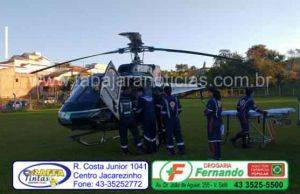 Helicóptero do SAMU realiza transferência de adolescente de 16 anos com fratura Raquimedular.