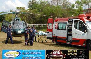 Helicóptero do Samu realiza transferência de mulher para o HU de Londrina