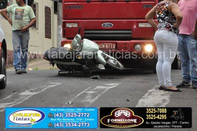 Acidente mot x caminhão - Tabajara Noticias