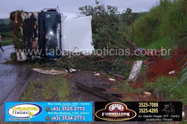 Arvore caída na pista provoca acidente entre dois caminhões na PR 431 - Tabajara Noticias