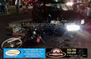 Acidente entre carro e moto deixa motociclista ferino na BR 369 em Cambara