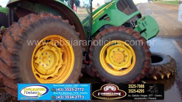Trator se parte ao meio em acidente - Tabajara Noticias