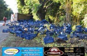 Caminhão carregado com laranjas tomba no km 38 da BR 153