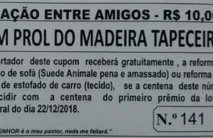 Ação entre amigos para ajudar no custeio do tratamento do amigo Madeira Tapeceiro