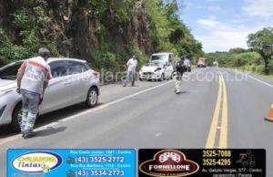Motorista fica ferida em acidente envolvendo três carros no km 33 da BR 153