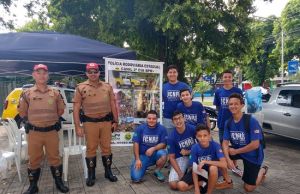 Exposição de equipamentos da Polícia Militar Rodoviária, juntamente com a Ordem DeMolay.