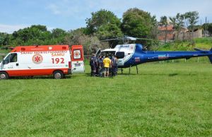 Helicóptero do Samu realiza transferência de paciente vitima de infarto