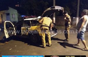 Policia Militar prende em flagrante casal ao arrombarem marcenaria na rua Paraná no centro de Jacarezinho.