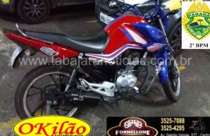 Estava empinando foi flagrado pela PM e teve moto apreendida no centro de Jacarezinho.