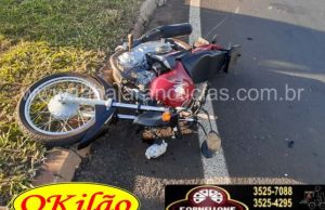 Motociclista fica ferido em acidente na BR 369 em Cambara.