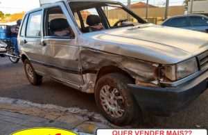 Acidente entre Jeep e Uno deixa motorista e criança de dois anos feridas no centro de Jacarezinho.