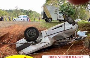 Capotamento deixa duas pessoas mortas e outra ferida na PR-272 entre Tomazina e Pinhalão.