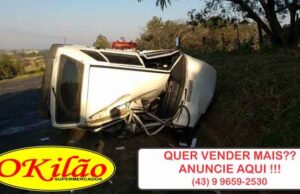 Motorista fica ferida em capotamento na PR 218 em Joaquim Távora.