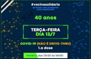Pessoas com 40 anos ou mais recebem primeira dose da vacina contra a Covid-19 nesta terça 13 em Jacarezinho.