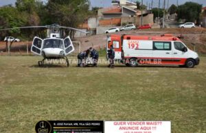 Jovem vitima de acidente de moto na 153 é transferido de helicóptero para Londrina.