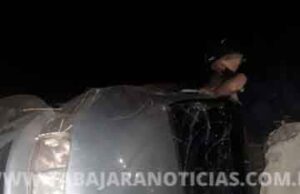Pneu estoura e provoca capotamento na BR 153.