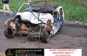 Acidente entre carro e caminhão deixa um morto e três feridos na BR 153 entre Jacarezinho e Santo Antônio da Platina.