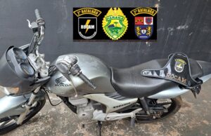 Moto furtada em Cornélio Procópio é recuperada pela equipe Rocam em em Ribeirão do Pinhal.