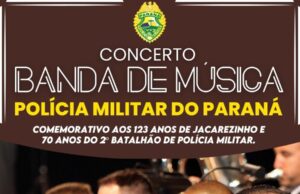 Banda de musica da Policia Militar do Paraná realiza concerto no CAT em Jacarezinho no próximo dia 01.