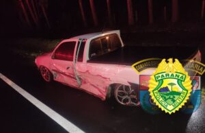 Motorista se evade do local após acidente na PR 092 em Wenceslau Braz.