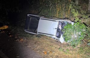 Caminhonete capota na PR-092 entre Wenceslau Braz e Siqueira Campos.