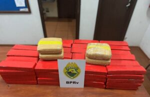 ROTAM da PRE realiza apreensão de 77kg de maconha na PR-855 em Bandeirantes-PR.