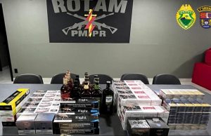 Após acompanhamento, Policia Militar de Jacarezinho apreende carro com contrabando na BR 153