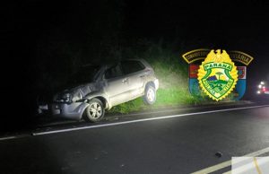 Capotamento deixa motorista ferido na PR-151 em Ribeirão Claro.
