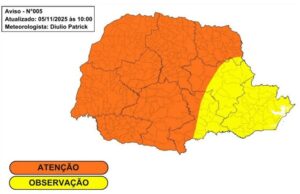 Granizo e ventania: temporais previstos para sexta devem atingir grande parte do Paraná