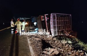 Caminhão carregado com frangos vivos tomba no km 23 da BR 153 em Jacarezinho.