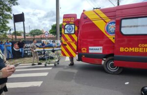 Motociclista fica ferido em acidente no centro de Jacarezinho.