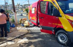 Motociclista fica gravemente ferido em acidente no centro de Jacarezinho.