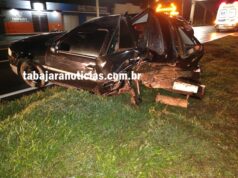 Acidente entre dois carros deixa dois feridos na BR 153, na entrada de Jacarezinho.