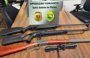 Operação conjunta entre Policia Militar e PCPR, prende dois homens e apreende armas e munições em Santo Antônio da Platina