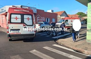 Motociclista fica gravemente ferido após colisão com Fiat Toro no centro de Jacarezinho