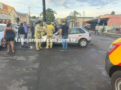 Acidente entre carro e motocicleta deixa duas pessoas feridas na Vila Setti, em Jacarezinho